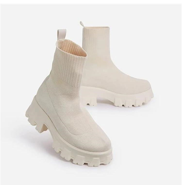 Platform Sock Fall Boots - Laven Club