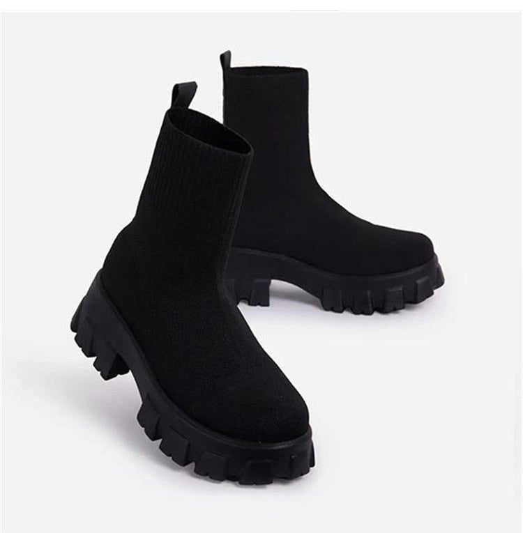 Platform Sock Fall Boots - Laven Club