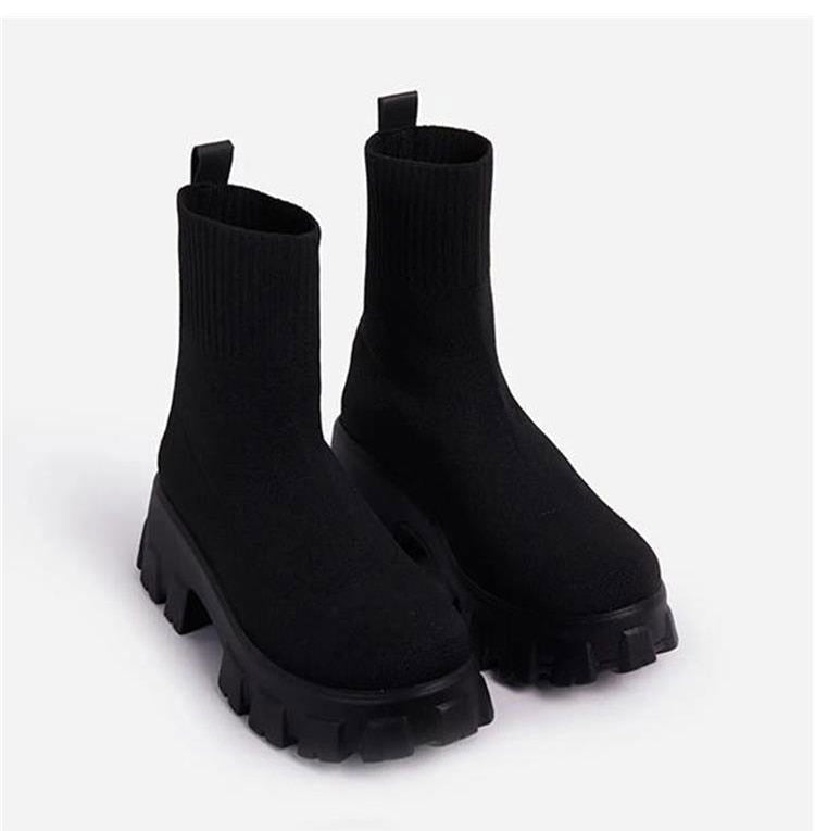Platform Sock Fall Boots - Laven Club