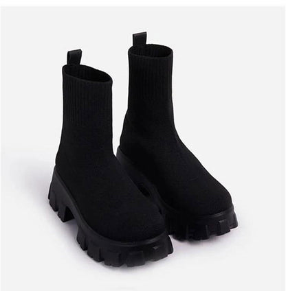 Platform Sock Fall Boots - Laven Club