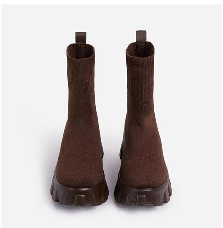 Platform Sock Fall Boots - Laven Club