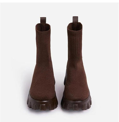 Platform Sock Fall Boots - Laven Club
