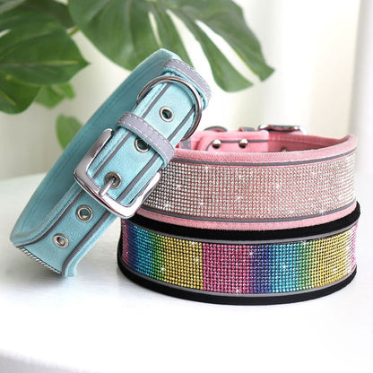 PoochDazzle - Crystal Rhinestone Reflective Dog Collar - Laven Club