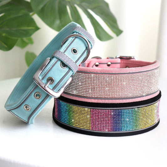 PoochDazzle - Crystal Rhinestone Reflective Dog Collar - Laven Club