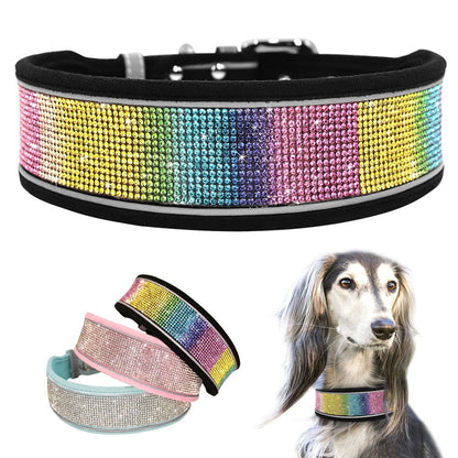 PoochDazzle - Crystal Rhinestone Reflective Dog Collar - Laven Club