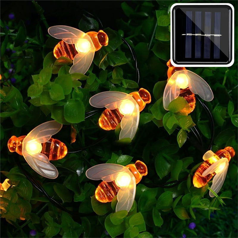 SOLAR POWERED HONEYBEE DESIGN LED FAIRY LIGHTS (50PCS) - Laven Club