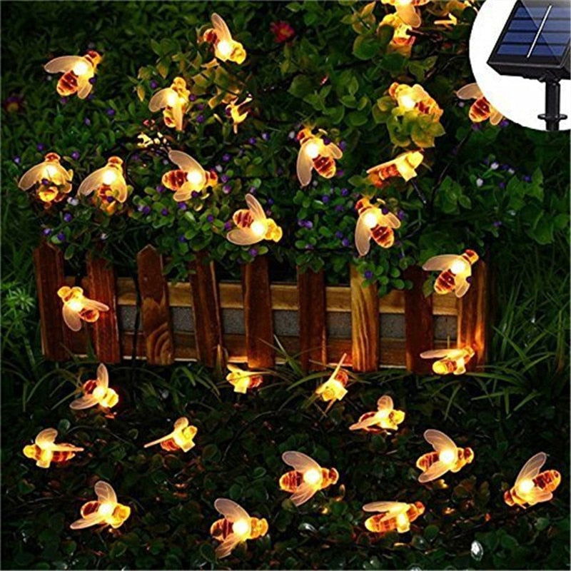 SOLAR POWERED HONEYBEE DESIGN LED FAIRY LIGHTS (50PCS) - Laven Club
