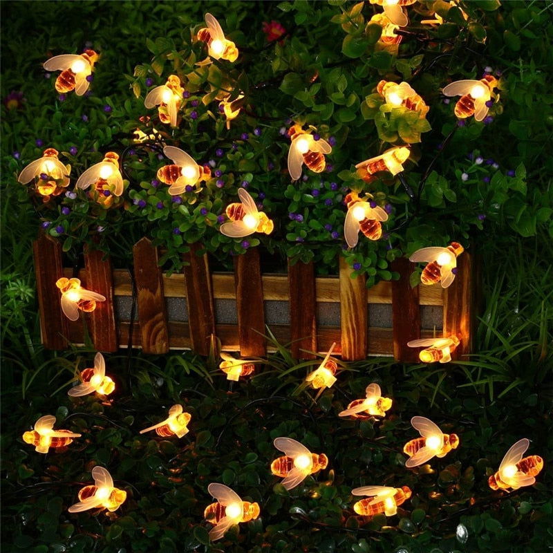 SOLAR POWERED HONEYBEE DESIGN LED FAIRY LIGHTS (50PCS) - Laven Club