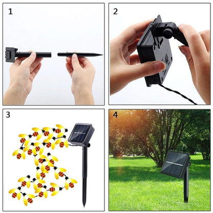 SOLAR POWERED HONEYBEE DESIGN LED FAIRY LIGHTS (50PCS) - Laven Club