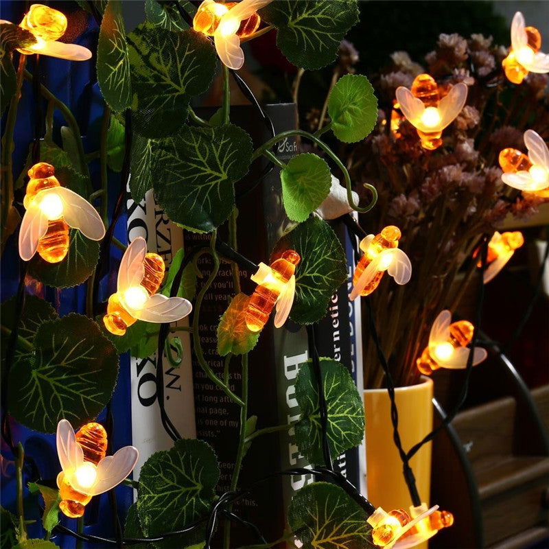 SOLAR POWERED HONEYBEE DESIGN LED FAIRY LIGHTS (50PCS) - Laven Club