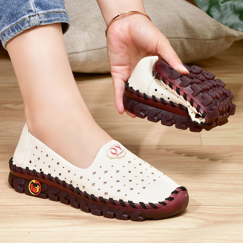 Sadies - Breathable Women's Leather Non-Slip Loafers - Laven Club