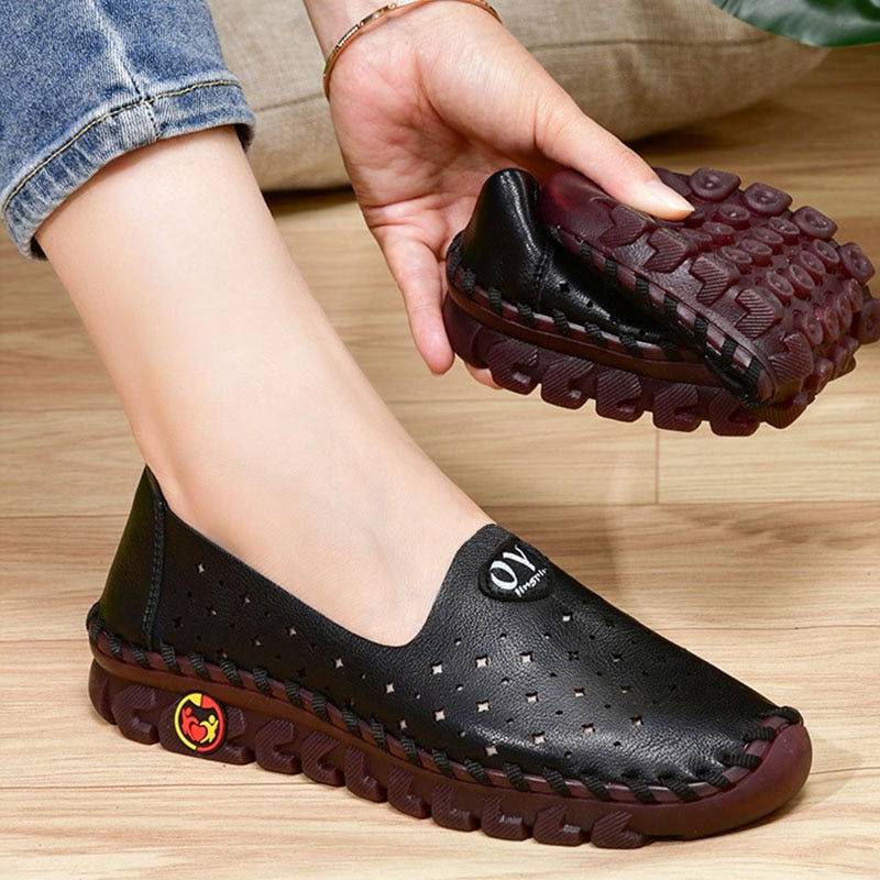 Sadies - Breathable Women's Leather Non-Slip Loafers - Laven Club