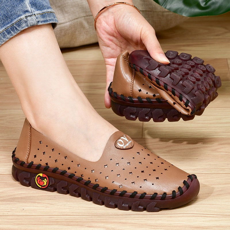 Sadies - Breathable Women's Leather Non-Slip Loafers - Laven Club