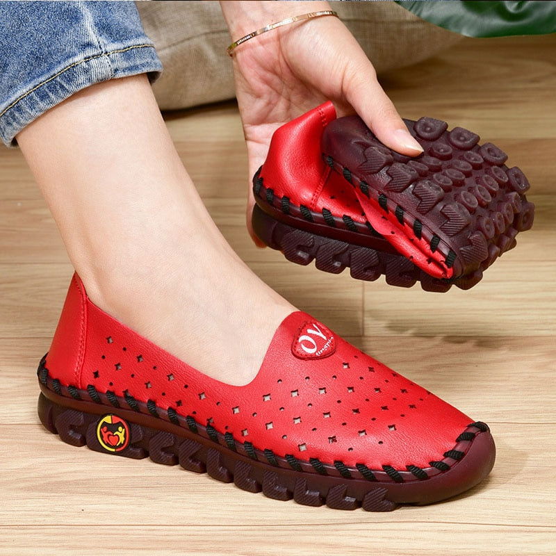 Sadies - Breathable Women's Leather Non-Slip Loafers - Laven Club