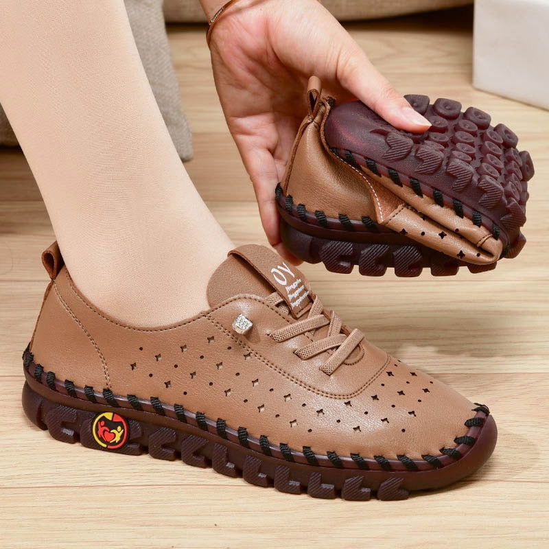 Sadies - Breathable Women's Leather Non-Slip Loafers - Laven Club