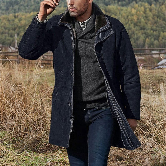 Sheepskin Casual Woolen Coat - Laven Club