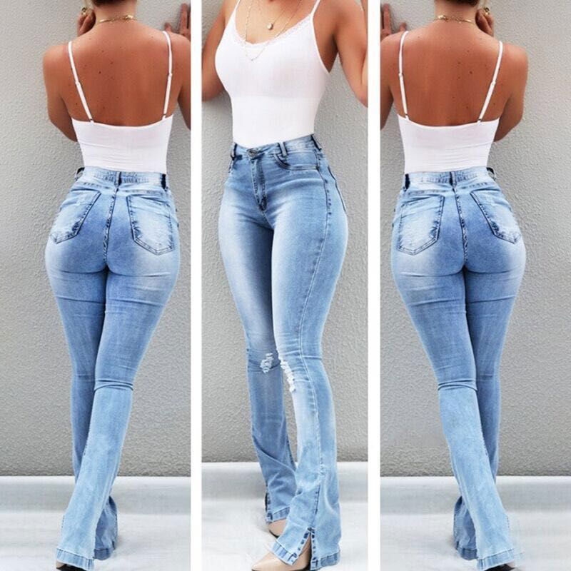 Stretch Flare High Waist Jeans - Laven Club