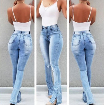 Stretch Flare High Waist Jeans - Laven Club