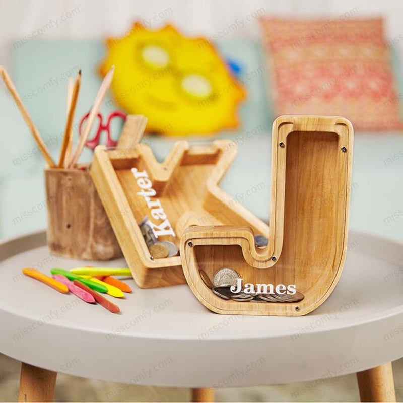 WOODEN ALPHABET PIGGY BANK - Laven Club