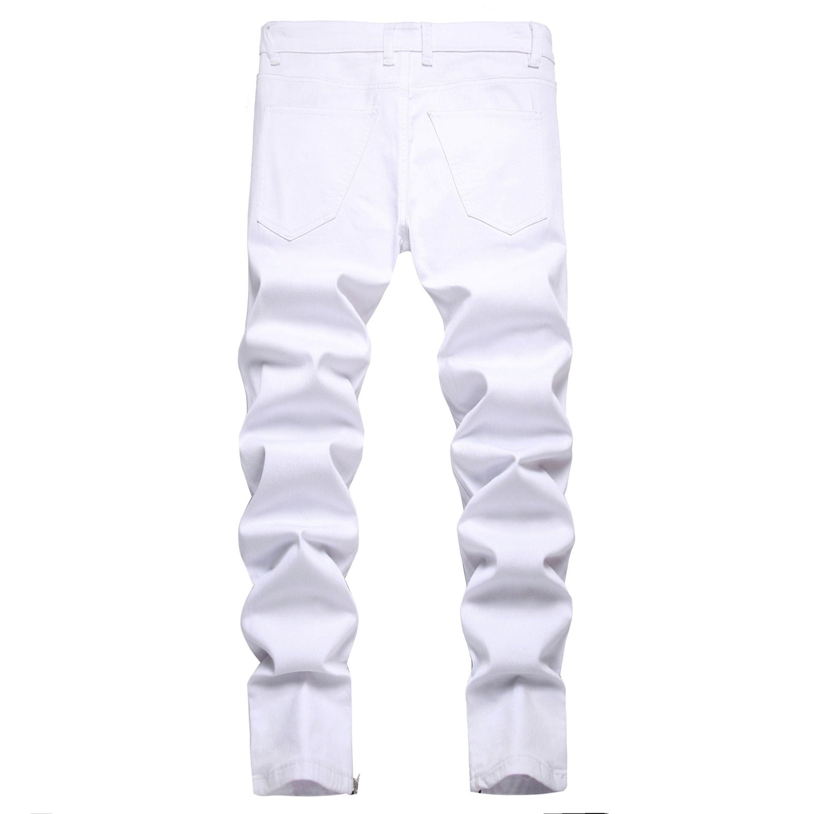 White Tri-Zipper Ripped Skinny Jeans - Laven Club
